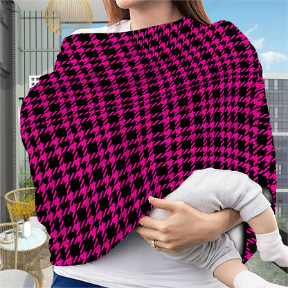 Hot Pink And Black Houndstooth Print Baby Seat Cover
