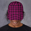 Hot Pink And Black Houndstooth Print Baseball Cap