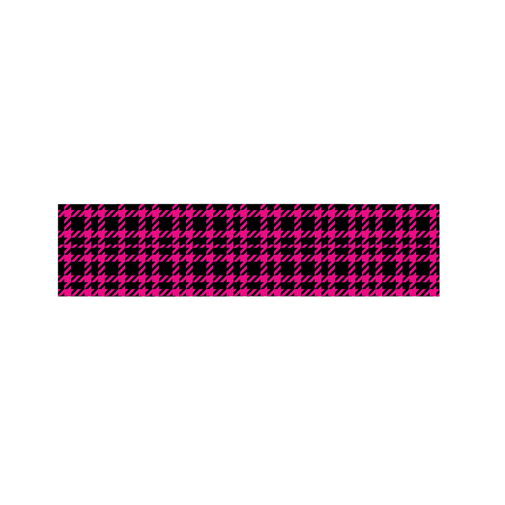 Hot Pink And Black Houndstooth Print Bed Runner