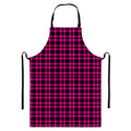 Hot Pink And Black Houndstooth Print Bib Apron With Pocket