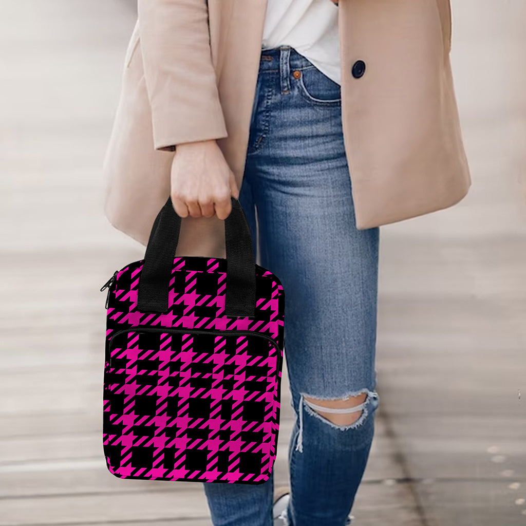 Hot Pink And Black Houndstooth Print Bible Tote Bag