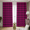 Hot Pink And Black Houndstooth Print Blackout Pencil Pleat Curtains