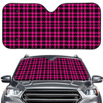 Hot Pink And Black Houndstooth Print Car Windshield Sun Shade