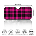 Hot Pink And Black Houndstooth Print Car Windshield Sun Shade