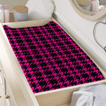 Hot Pink And Black Houndstooth Print Changing Pad Cover