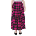 Hot Pink And Black Houndstooth Print Chiffon Maxi Skirt