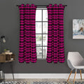 Hot Pink And Black Houndstooth Print Grommet Curtain Panels