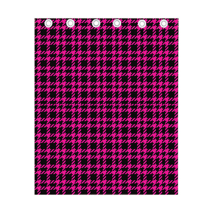 Hot Pink And Black Houndstooth Print Curtain