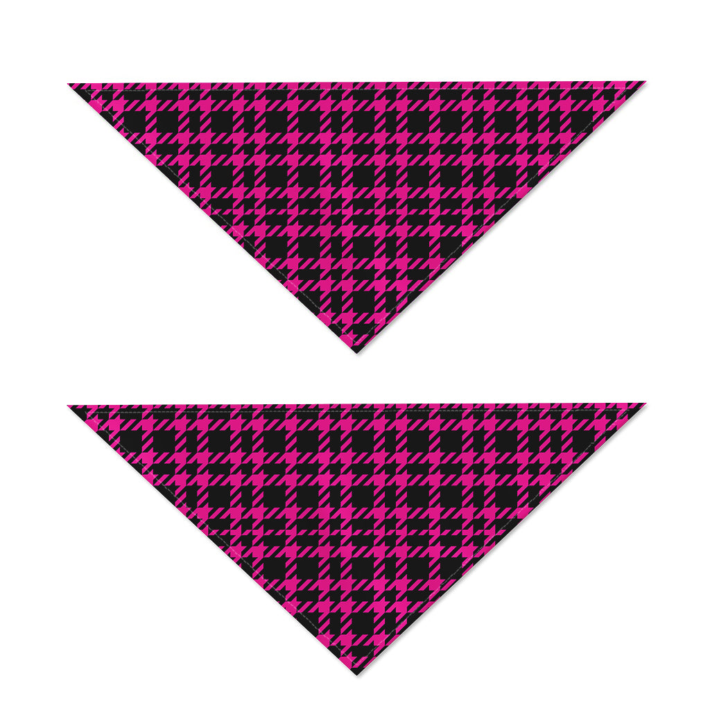 Hot Pink And Black Houndstooth Print Dog Bandana