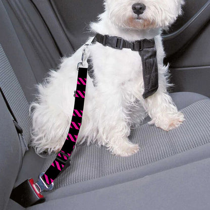 Hot Pink And Black Houndstooth Print Dog Seat Belt