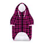 Hot Pink And Black Houndstooth Print Dog Zip Up Hoodie