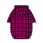 Hot Pink And Black Houndstooth Print Dog Zip Up Hoodie