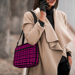 Hot Pink And Black Houndstooth Print Double Strap Bible Bag