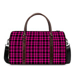 Hot Pink And Black Houndstooth Print Duffle Bag