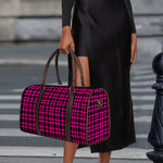 Hot Pink And Black Houndstooth Print Duffle Bag