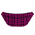 Hot Pink And Black Houndstooth Print Fanny Pack