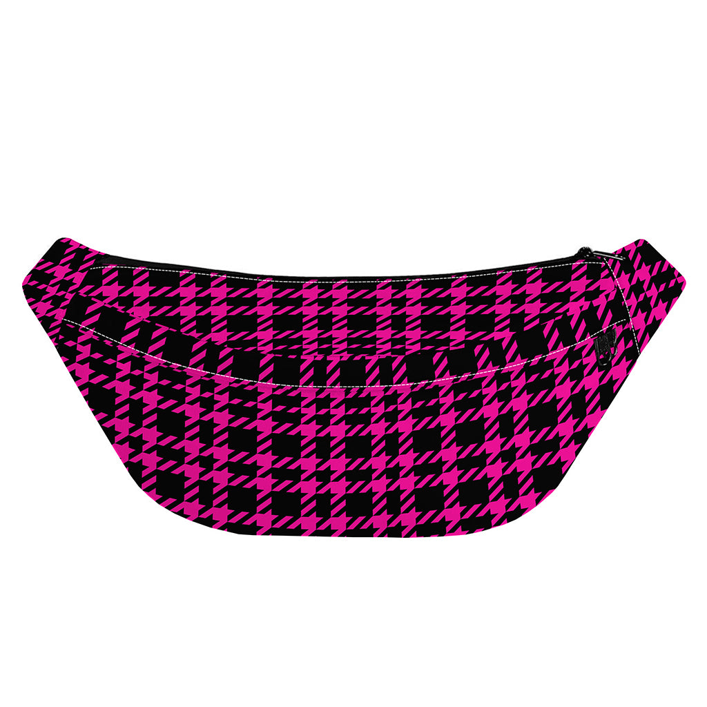 Hot Pink And Black Houndstooth Print Fanny Pack
