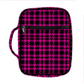 Hot Pink And Black Houndstooth Print Front Pocket Bible Bag