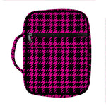 Hot Pink And Black Houndstooth Print Front Pocket Bible Bag