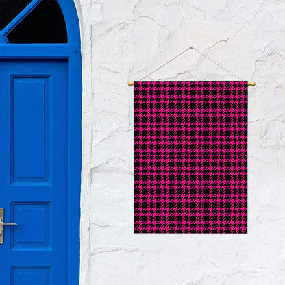 Hot Pink And Black Houndstooth Print Garden Flag