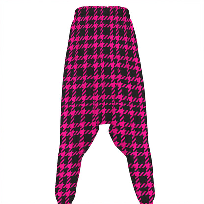 Hot Pink And Black Houndstooth Print Hammer Pants
