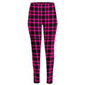 Hot Pink And Black Houndstooth Print High-Waisted Pocket Leggings