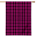 Hot Pink And Black Houndstooth Print House Flag