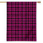 Hot Pink And Black Houndstooth Print House Flag