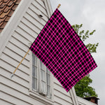 Hot Pink And Black Houndstooth Print House Flag