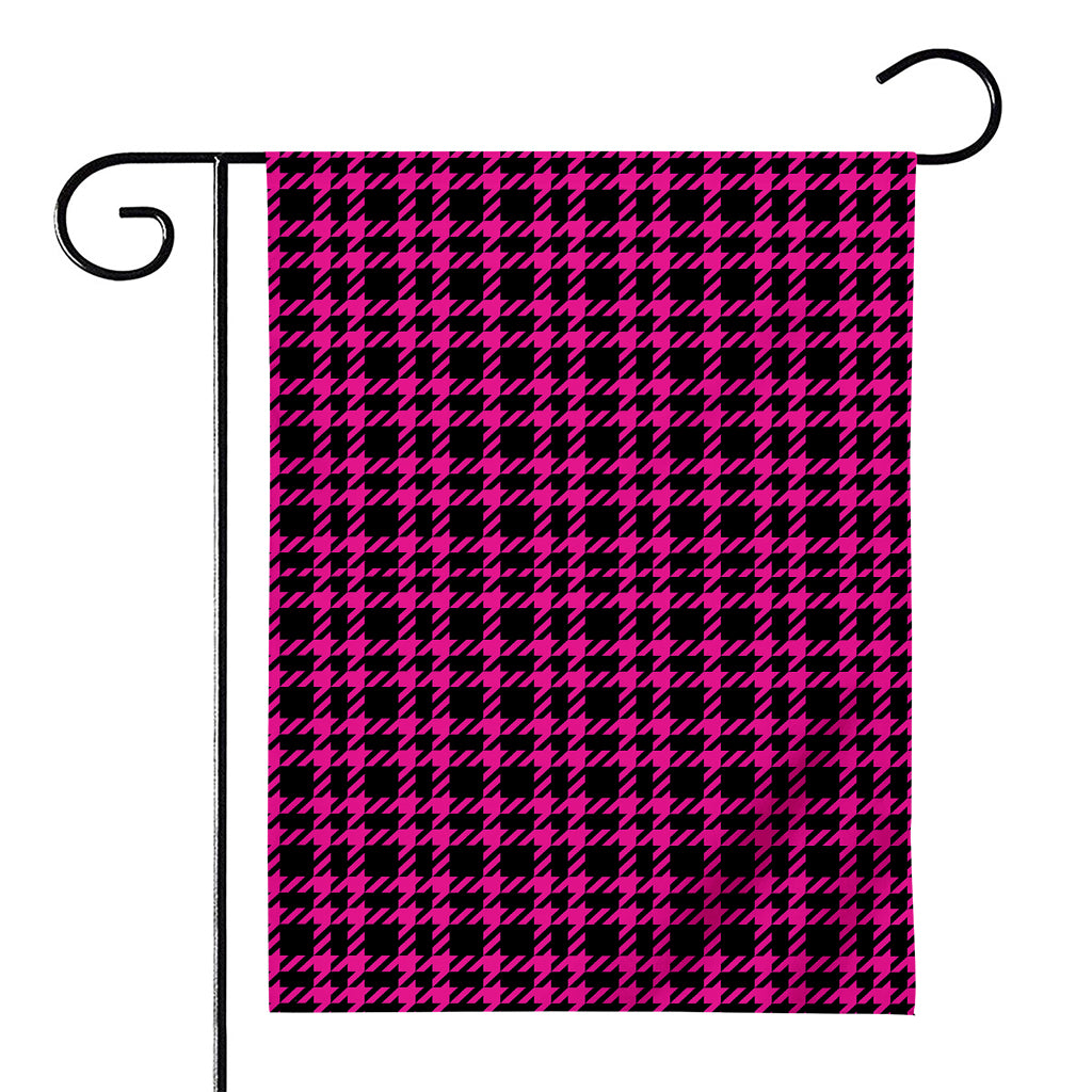 Hot Pink And Black Houndstooth Print House Flag