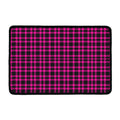 Hot Pink And Black Houndstooth Print Kitchen Mat