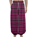 Hot Pink And Black Houndstooth Print Lantern Pants