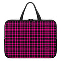 Hot Pink And Black Houndstooth Print Laptop Sleeve With Handle