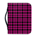 Hot Pink And Black Houndstooth Print Leather Bible Cover