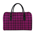 Hot Pink And Black Houndstooth Print Leather Duffel Bag