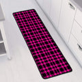 Hot Pink And Black Houndstooth Print Long Kitchen Mat