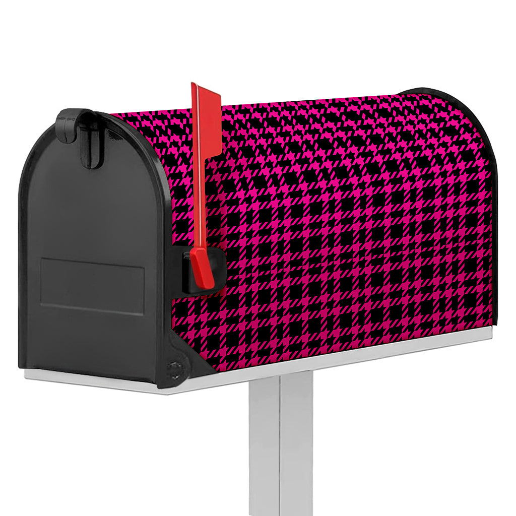 Hot Pink And Black Houndstooth Print Mailbox Cover