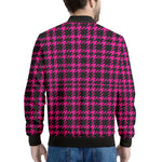 Hot Pink And Black Houndstooth Print Men's Bomber Jacket