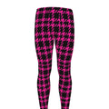 Hot Pink And Black Houndstooth Print Men's Leggings