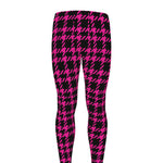 Hot Pink And Black Houndstooth Print Men's leggings