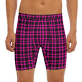 Hot Pink And Black Houndstooth Print Men's Long Boxer Briefs