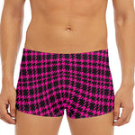 Hot Pink And Black Houndstooth Print Men's Short Boxer Briefs
