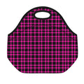 Hot Pink And Black Houndstooth Print Neoprene Lunch Bag