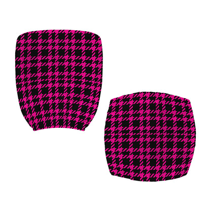 Hot Pink And Black Houndstooth Print Office Chair Cover