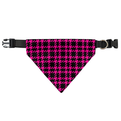 Hot Pink And Black Houndstooth Print Over The Collar Dog Bandana