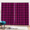 Hot Pink And Black Houndstooth Print Pencil Pleat Curtains