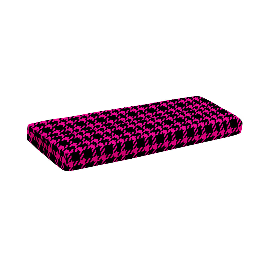 Hot Pink And Black Houndstooth Print Piano Keyboard Cover