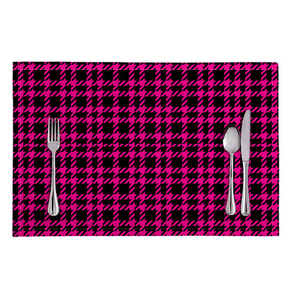 Hot Pink And Black Houndstooth Print Placemat