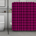 Hot Pink And Black Houndstooth Print Polyester Shower Curtain