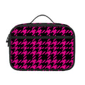 Hot Pink And Black Houndstooth Print Portable Lunch Bag